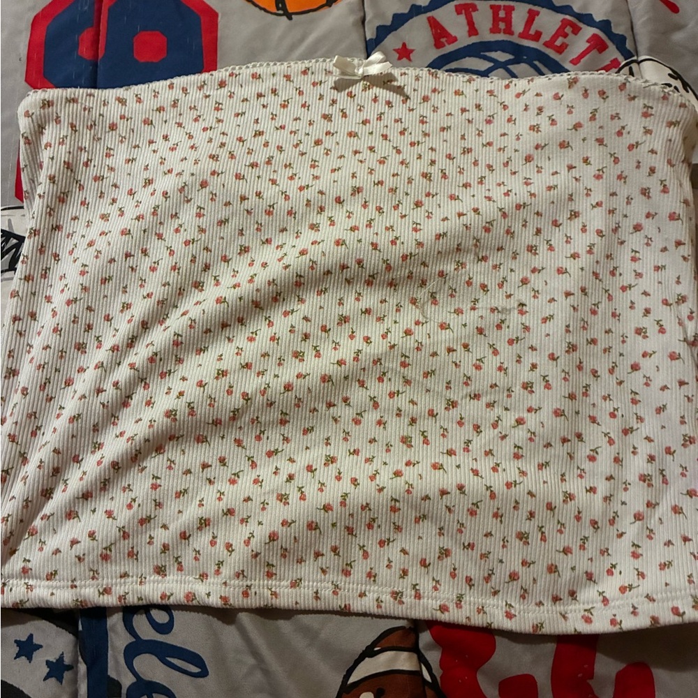 Floral Ribbed Tube Top